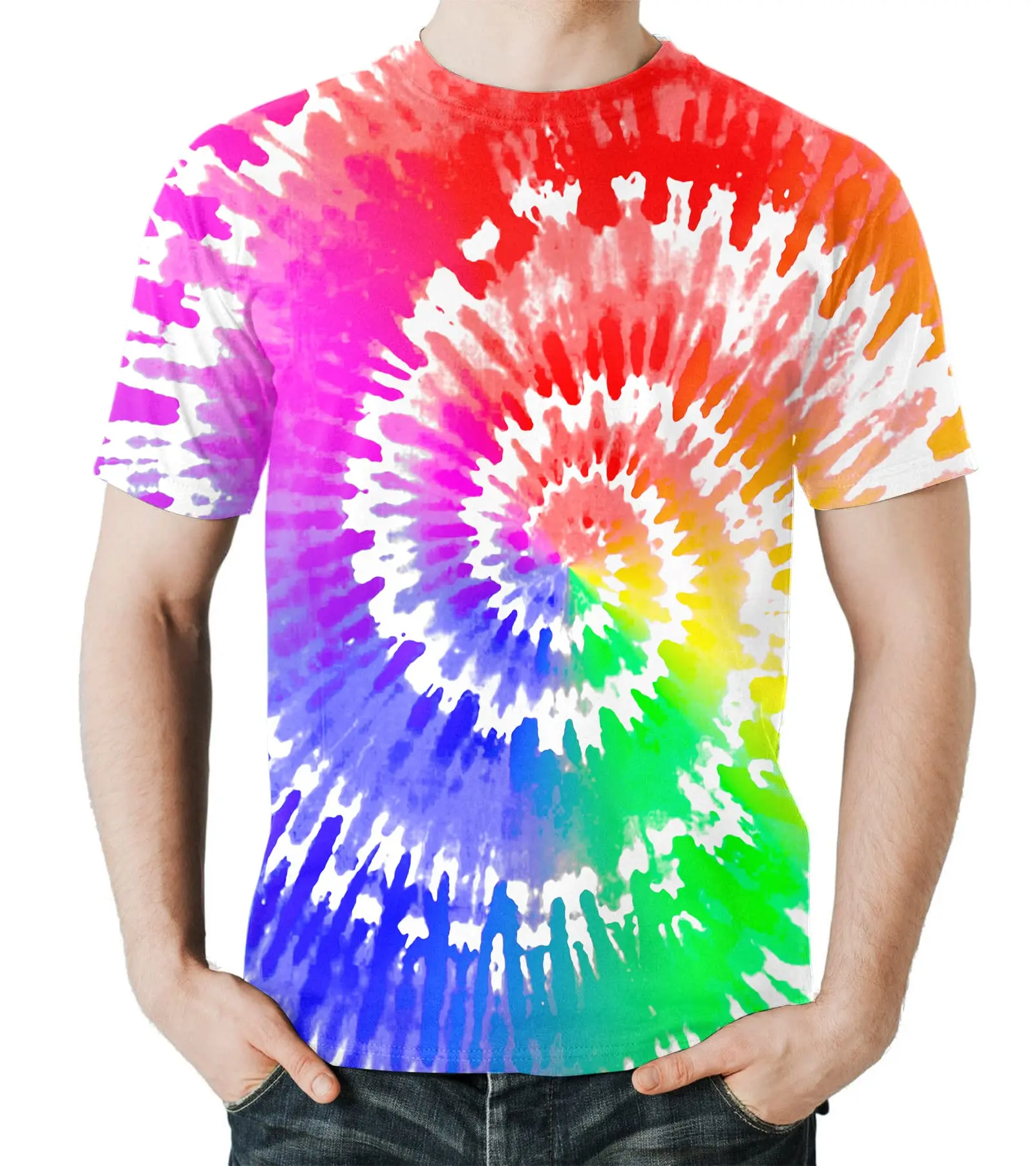 Men 3D Print Short Sleeve T Shirt Galaxy Flame Tie Dye Liquid Smoke Eagle Colorful Abstract Street Casual Graphic Tops
