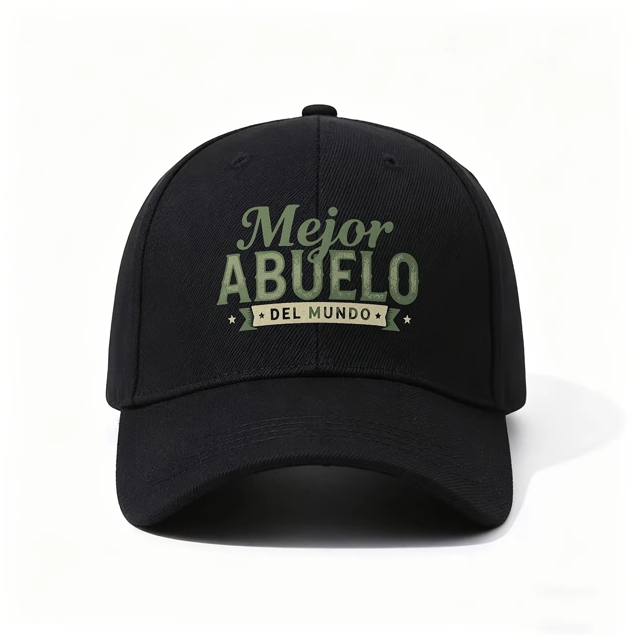 Baseball Cap, Featuring the Spanish Phrase Mejor Abuelo Del Mundo Print, Vintage-inspired Green Typography with a Banner Design,