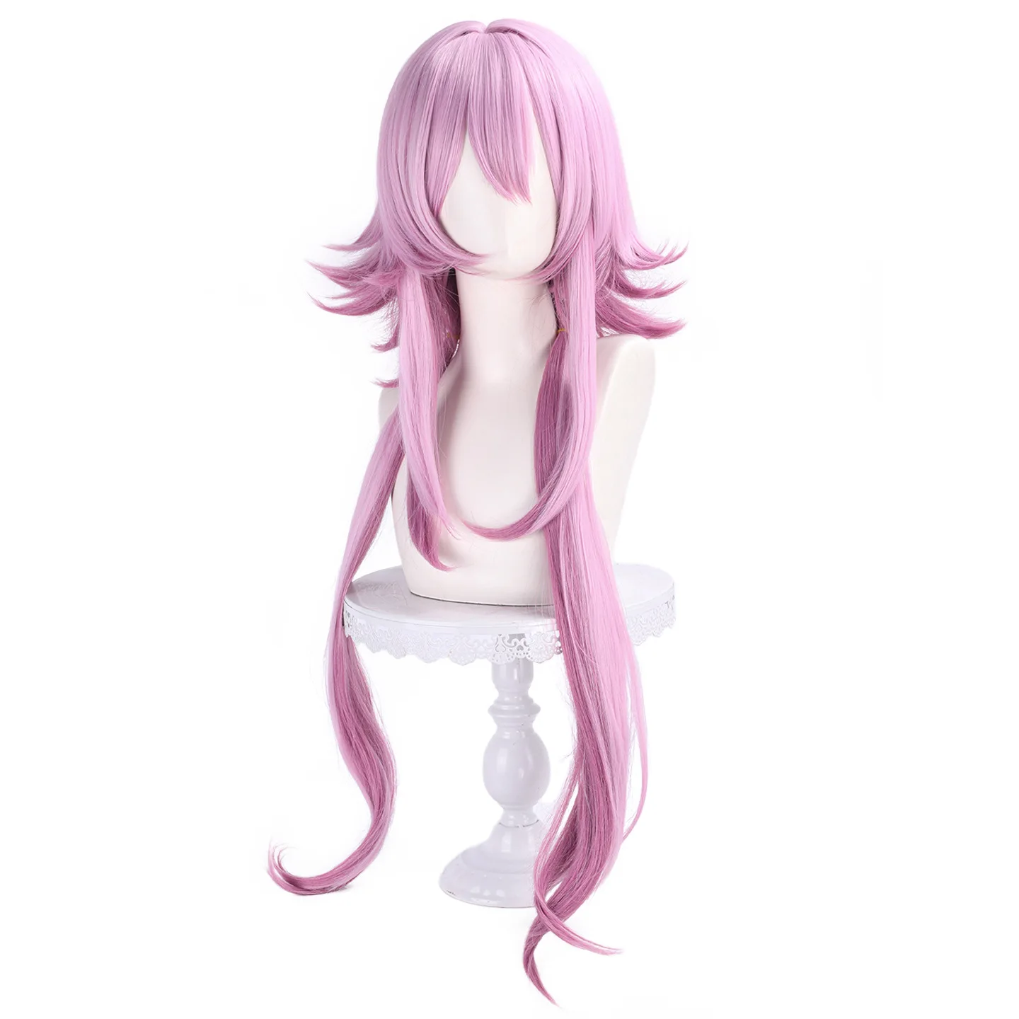 Honkai Star Rail March 7th Cos Wigs with Cosplay Costumes Headwear 95cm Long Simulation Scalp Thick Mixed Puffy Long Hair Wigs