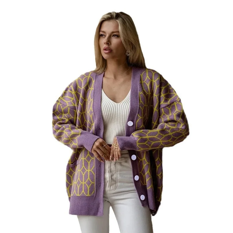 Chemise tricotée sans col pour femme, haut ample, motif en maille, tempérament OL, nouvelle collection automne 2024