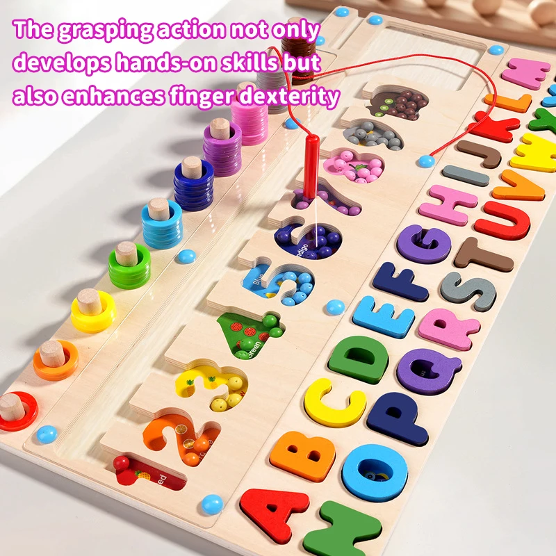 3 in 1 Wooden Magnetic Color & Number Maze Montessori Educational Toy for Children - Shape Matching Learning Gift
