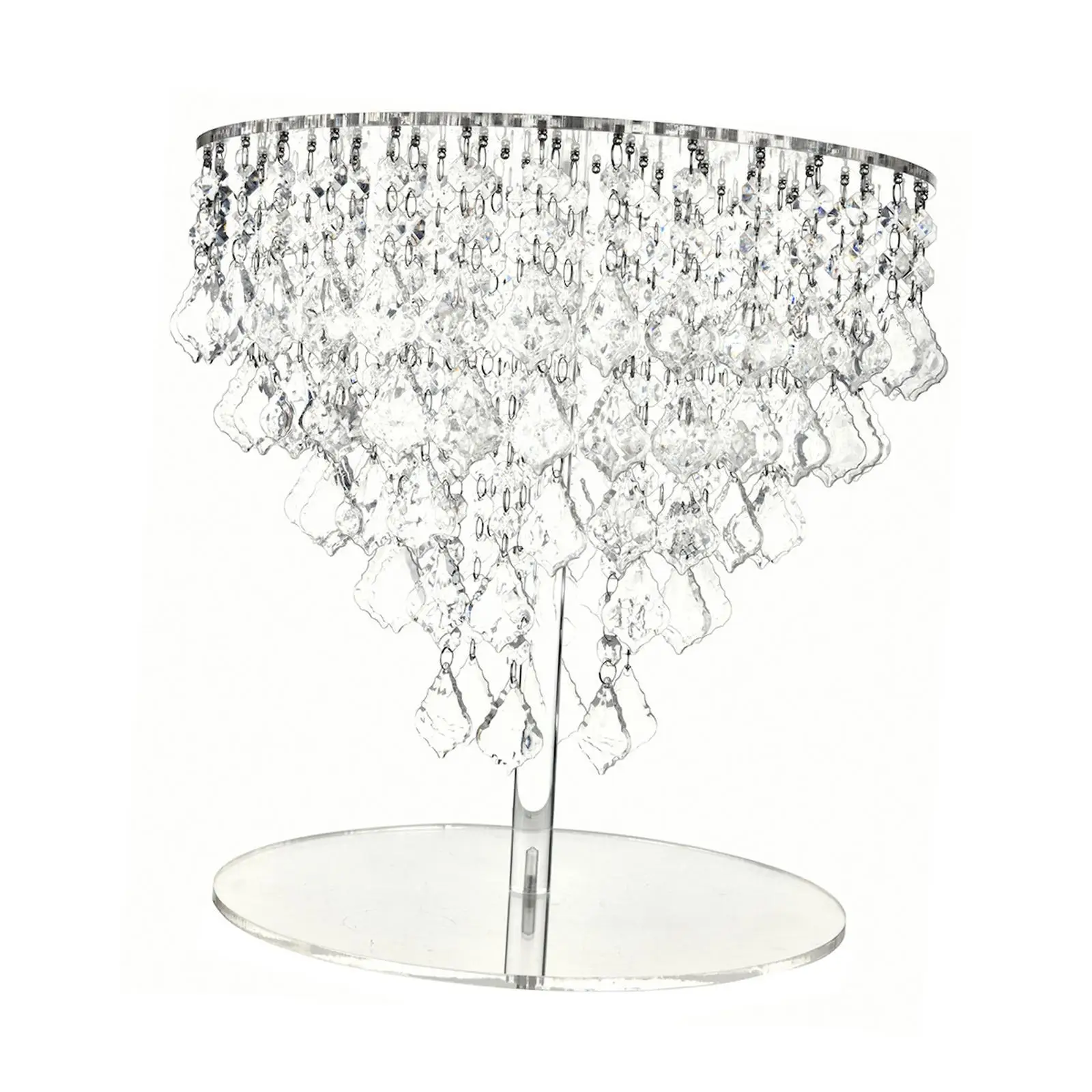 Round Acrylic Cupcake Stand Rack with Chandelier Drops for Candy Buffet Display
