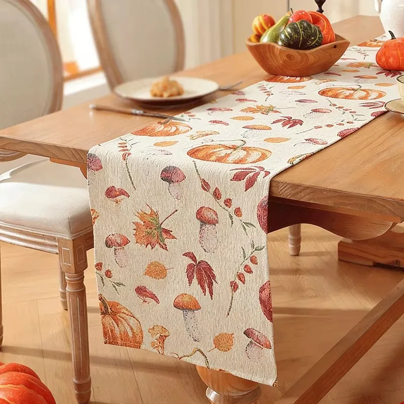 Jacquard Table Runner with Tassels, Multi-scene Long Strip Decor for Christmas Dining Table