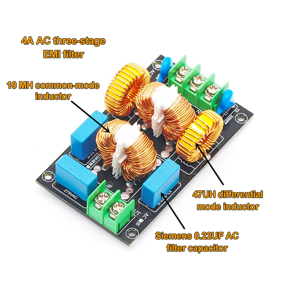 EMI Power Filter Filtering Board Audio Amplifier Power Supply Filter Common Mode High Current Electromagnetic HiFi Audio