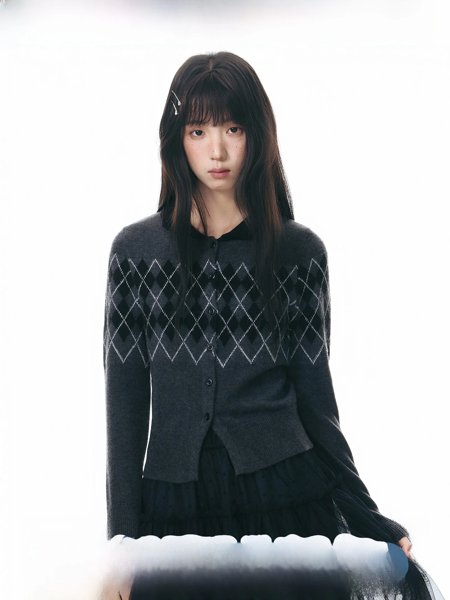 

TAKEANAP Original Color Blo Diamond Pattern Knitted Slim Fit Cardigan Sweater Women's Design Sense Nap Time Autumn Outerwear