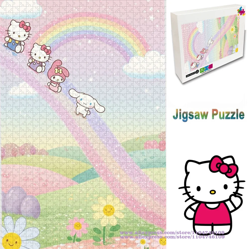 

Miniso Sanrio Characters Puzzle Jigsaw Cartoon Hello Kitty My Melody 108/200/300/500/1000/1500Pcs Intelligence Puzzles for Kids
