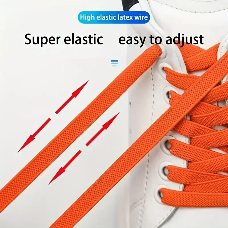 8Mm 2024 Zonder Stropdas Schoen Veters Persslot Schoenveters Zonder Stropdassen Elastische Veters Sneaker Kids Volwassen Verbrede Platte Schoenveter Voor Schoenen