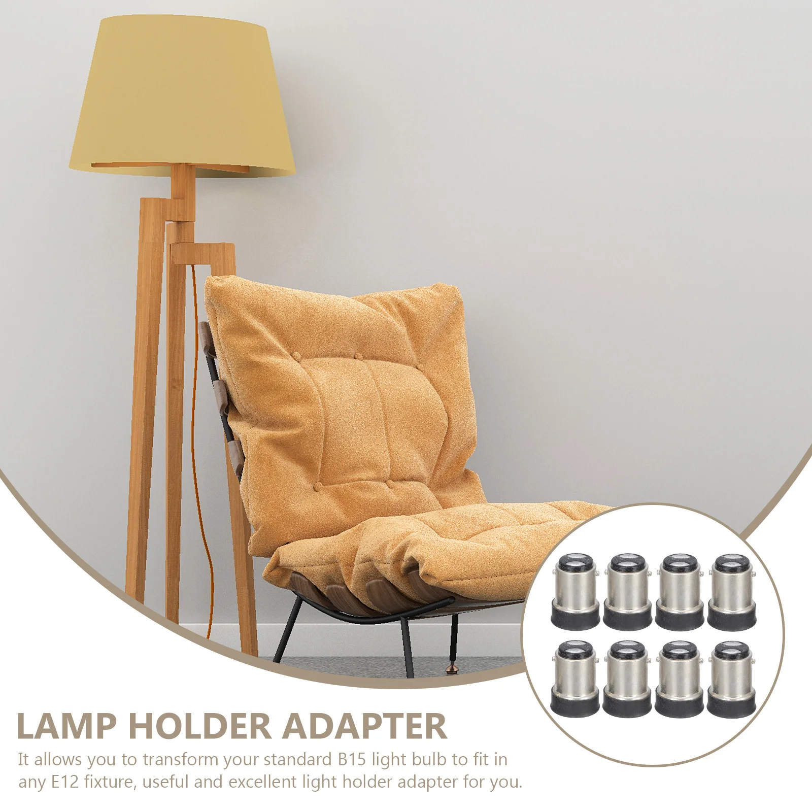 

8pcs B15 to E12 Lamp Holder Adapter Light Converter Socket LED Bulb Base Black Iron Durable Easy Install Practical for LED