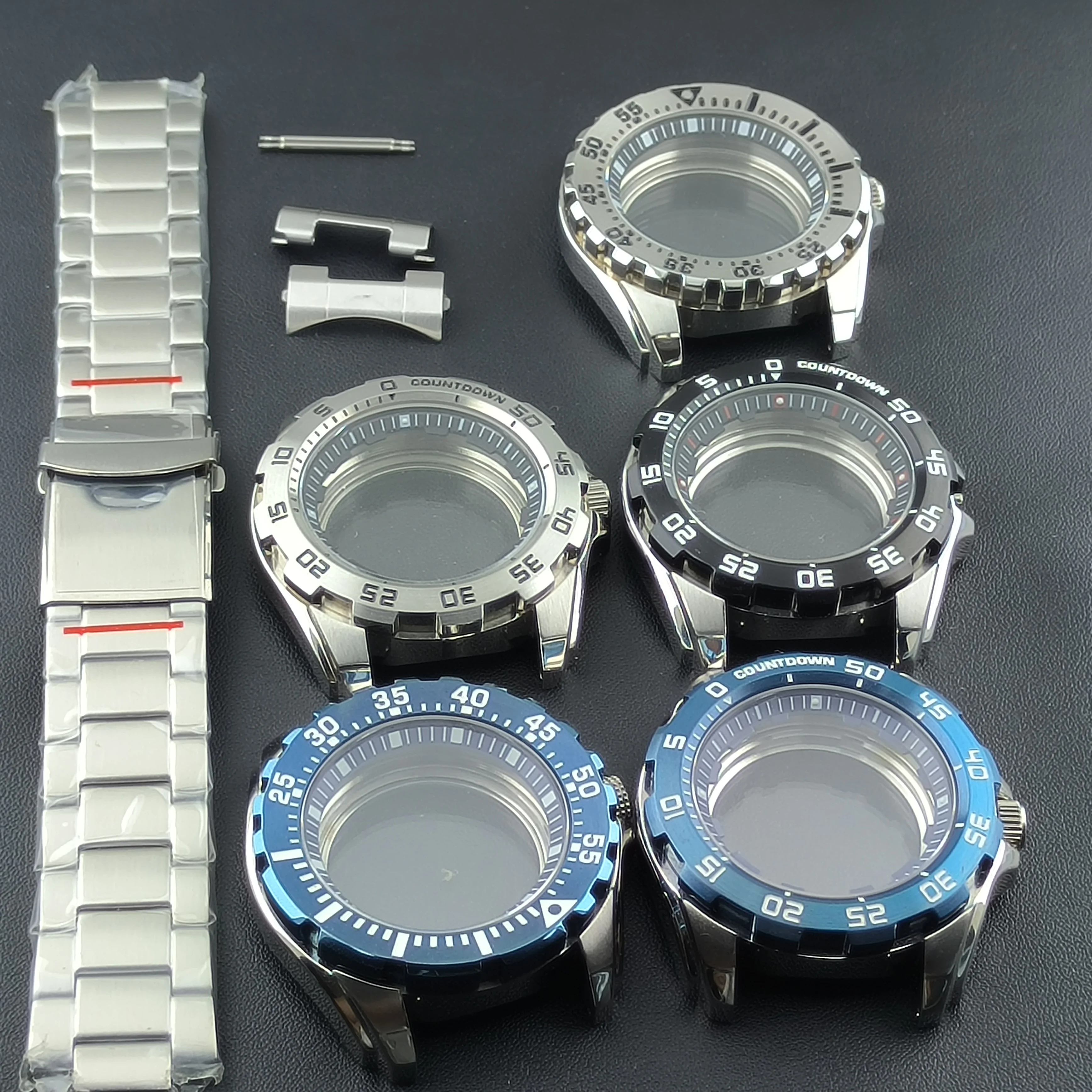 44mm silver case fits NH35A NH36 Automatic mechanical movement sapphire crystal glass clean back cover NH35 NH36 watch case