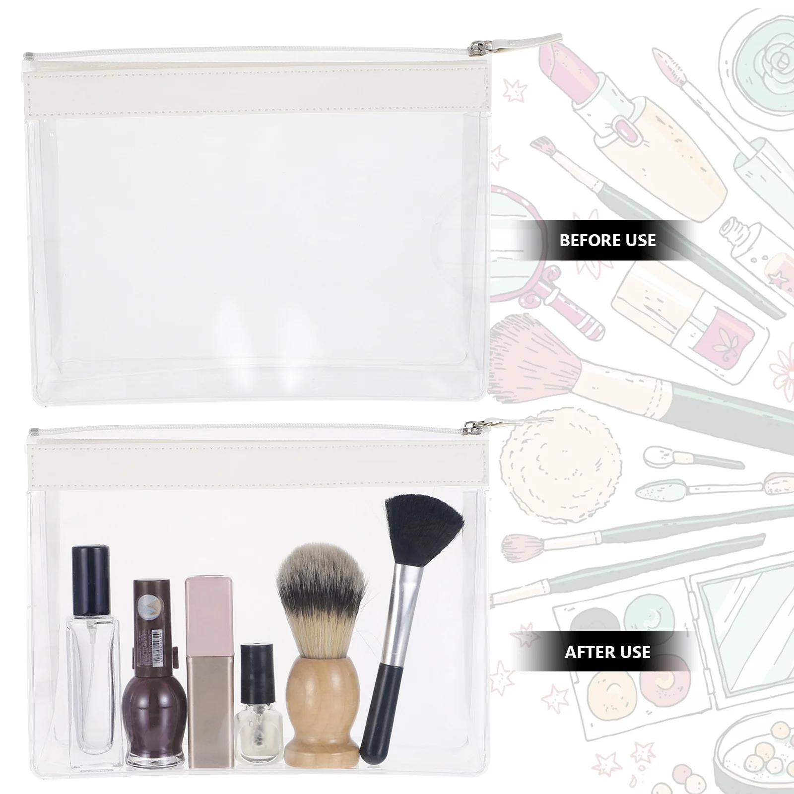 

1Pcs Waterproof Zipper Bag Transparent Wash Bag Portable Plastic Organizer for Travel Women Elegant Storage Solution