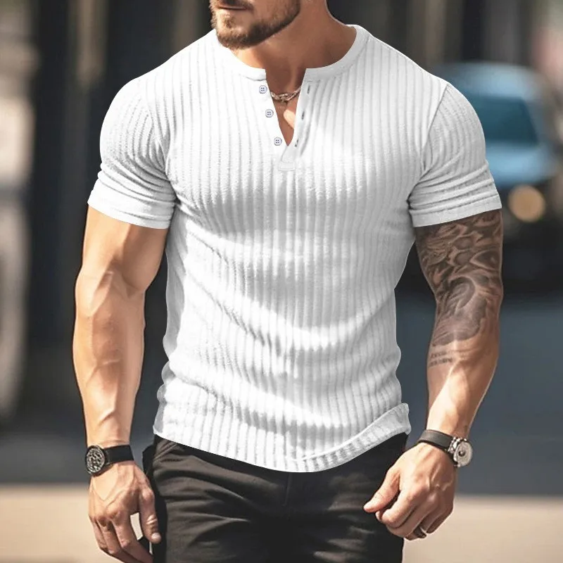 Casual T Shirt Black Ribbed Knit Shirt White V Neck Top Red Curved Hem Short Sleeve Grey Beige view 2
