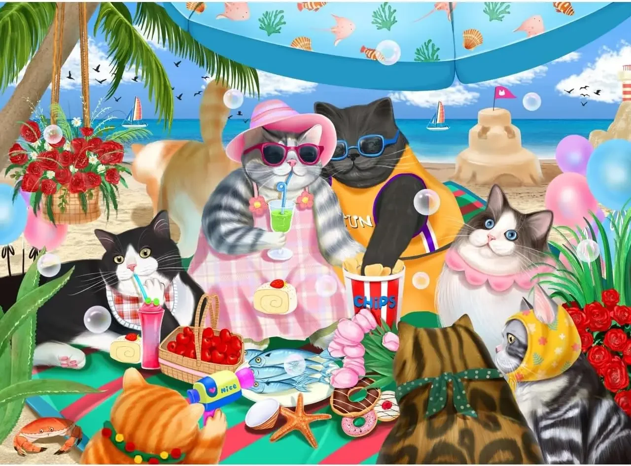 Gatos casal tempo adulto quebra-cabeça de madeira 1000/500/300 peças quebra-cabeças para gamer quarto sala estar festa presente aniversário