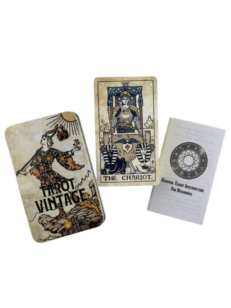 Boîte en fer blanc de haute qualité, cartes Tarot Vintage, jeu de Divination avec guide en papier, Version anglaise, jeux de société classiques