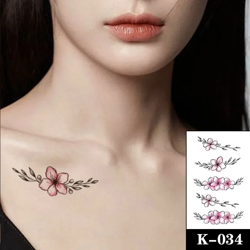 Fashion Watercolor Flowers Temporary Tattoo Sticker Fake Plum Feather Tattoos Totem Waterproof Body Art Arm Tatoos for Women Men