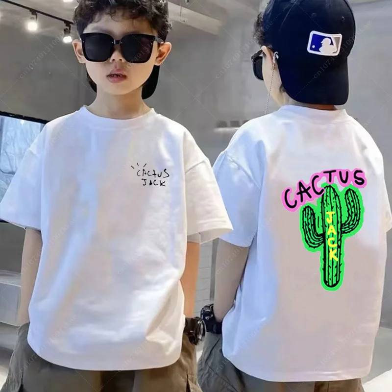 2024 Rapper Cactus Jack Graphic Cotton T Shirt Kid Boy Girls Hip Hop Tee Fashion Short Sleeve Shirt Summer Oversized Cotton Tops