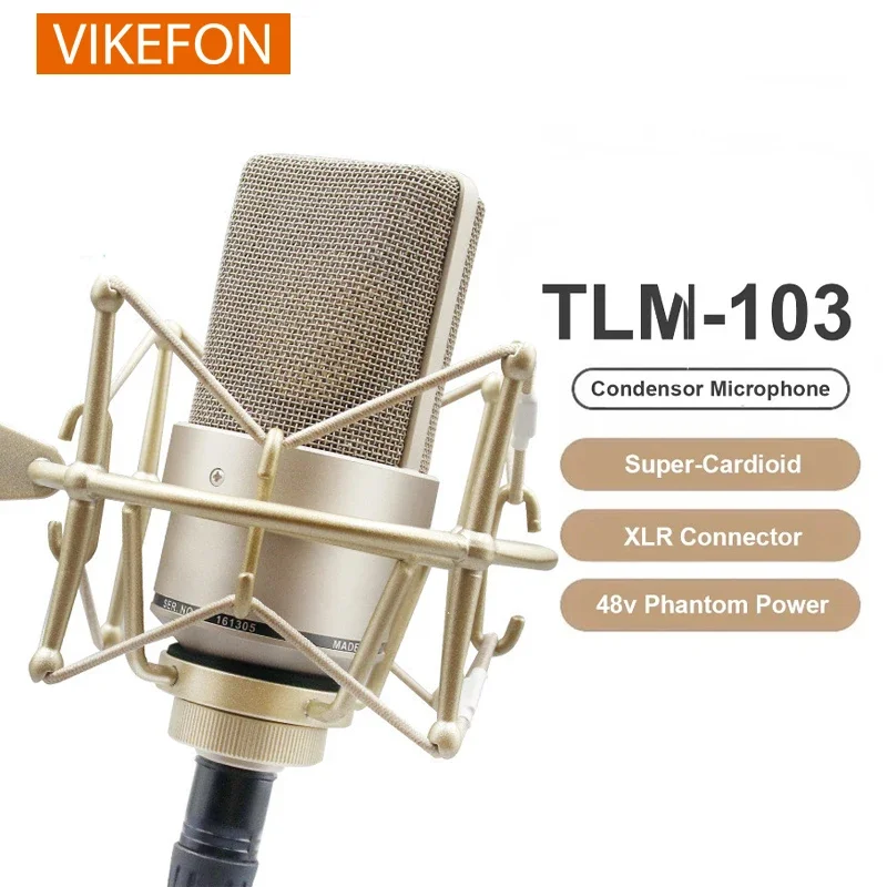 TLM-103 XLR Condenser Microphone Professional Cardioid Studio Mic for Recording Podcasting Voice Over Streaming Home Studio