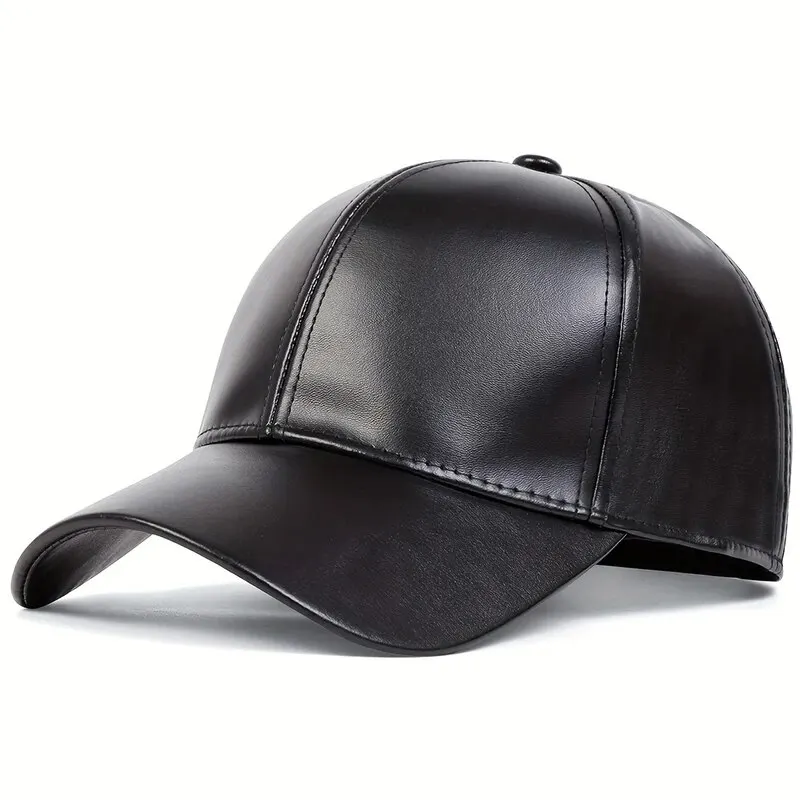 Unisex Light Leather Solid Color Baseball Caps Spring and Autumn Outdoor Adjustable Casual Hats Sunscreen Hat