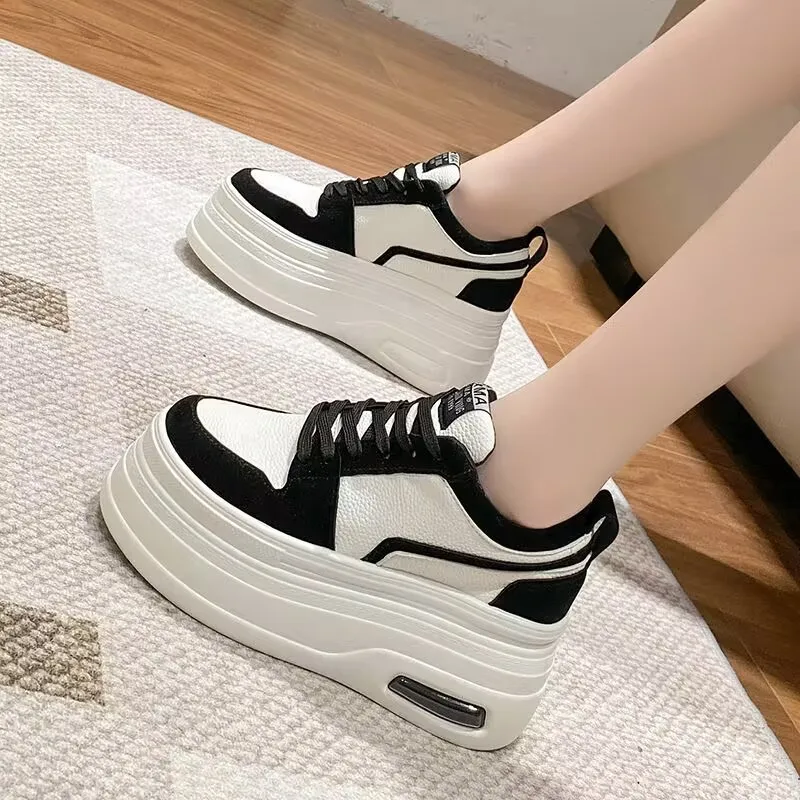 Sneakers 2024 New Fashion Wedge Platform Casual Sports Shoes Women Lace-up Mesh Breathable Women's Vulcanized Shoes zapatillas