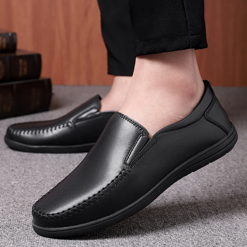 Genuine Leather Men Shoes Luxury Brand Casual Mens Loafers Moccasins Breathable Slip on Designer Driving Shoes Plus Size 38-47