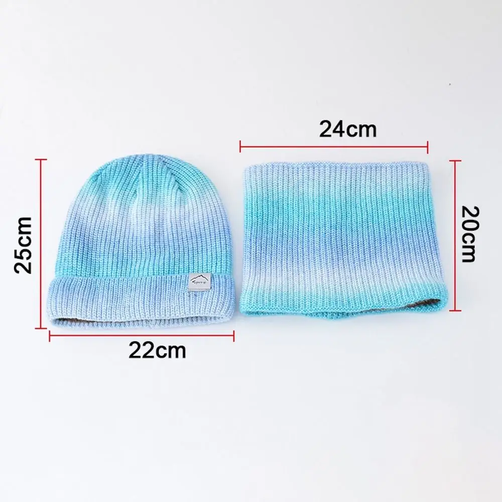 Winter Hat Women Warm Fleece Gradient Wool Hat Thickened Outdoor Ear Protection Knitted Cap Scarf Two-piece Set Beanies Caps
