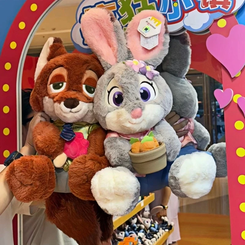 Serie Zootopia Judy y Nick muñecos de peluche juguete suave zorro conejo Kawaii decoración de habitación almohada rellena regalo para niñas