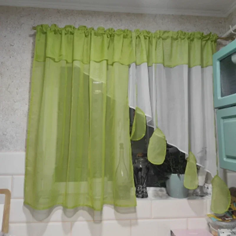 QN1903 Fashion Irregular Design With Pendant Excellent Tulle Window Curtain For Livingroom Kitchen Balcony  1PCS