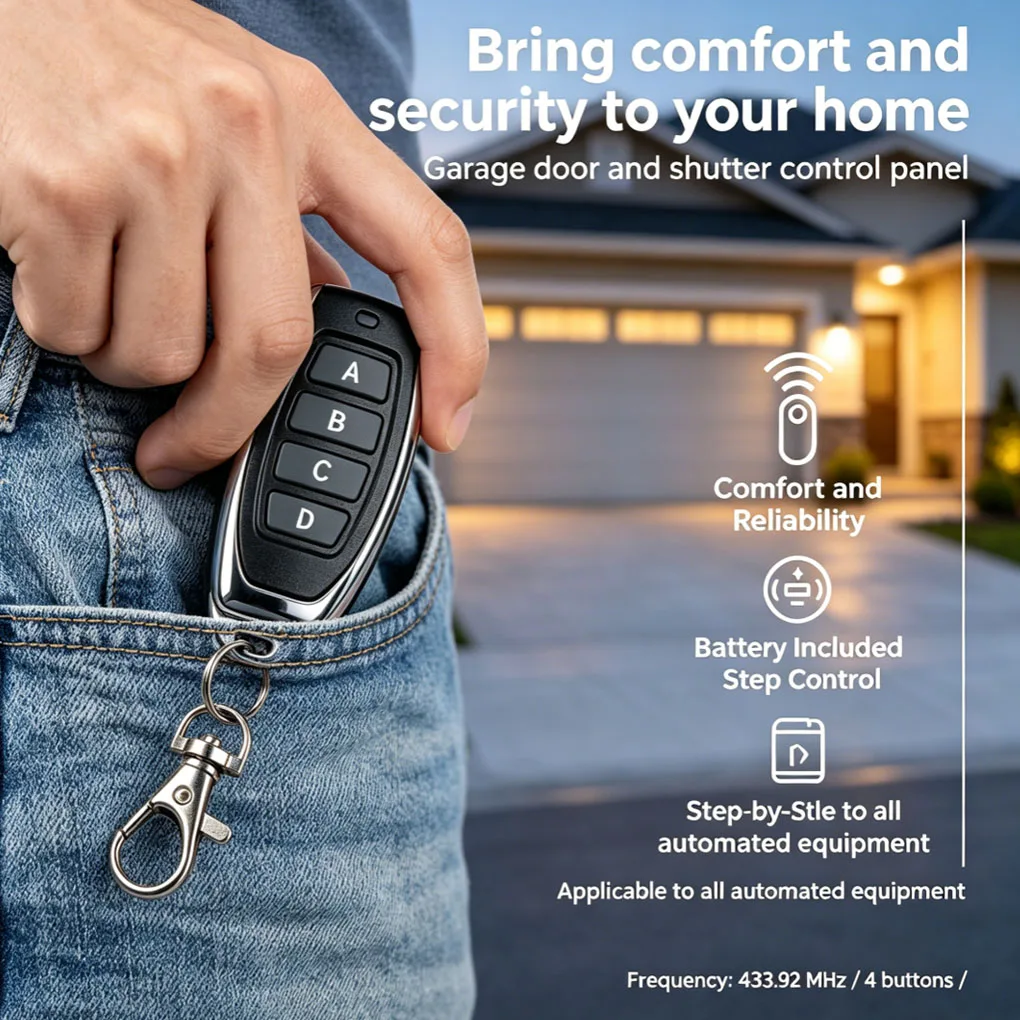 4-Channel Learning Code Remote Control Electric Push Rod Door Operating Suitable Code Remote Control for Home Security