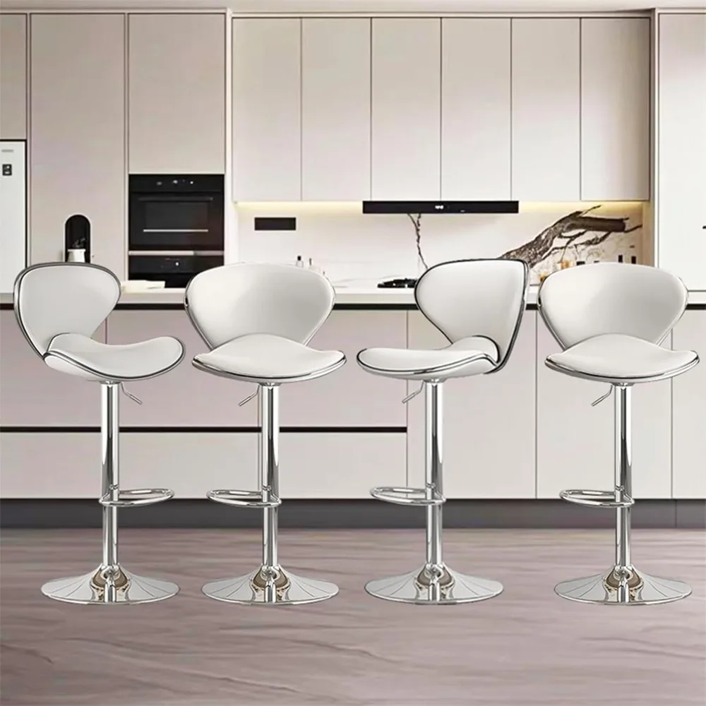 

Modern Counter Height Barstools with Back and Footrest, Adjustable Swivel Bar Chairs, PU Leather Stools for Kitchen Island