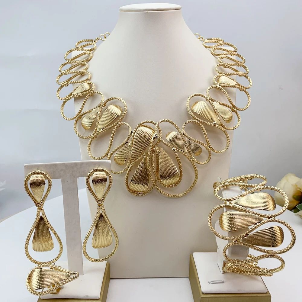 Latest Brazilian Exquisite Handmade Beautiful Necklace Wedding Party Accessories Fashion Women Jewelry Set FHK28267