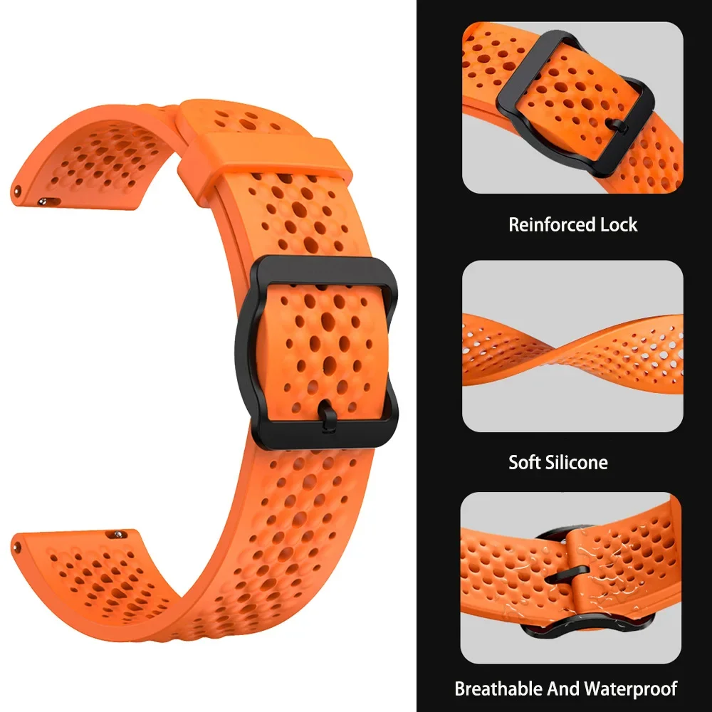 20mm 22mm Silicone Strap for Garmin Venu 3 2 Active 5 Sports Breathable Wristband for Garmin Forerunner 965 955 265 255 165 55