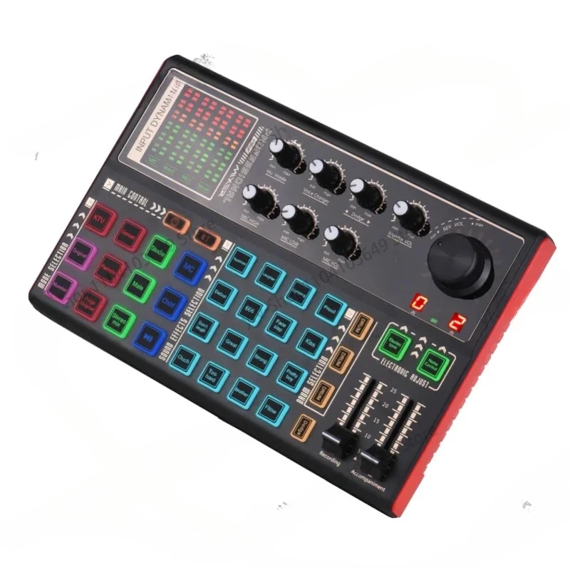 Live Sound Card External Voice Changer Audio Mixer Built-in Rechargeable Battery Multiple Sound Effects for Live