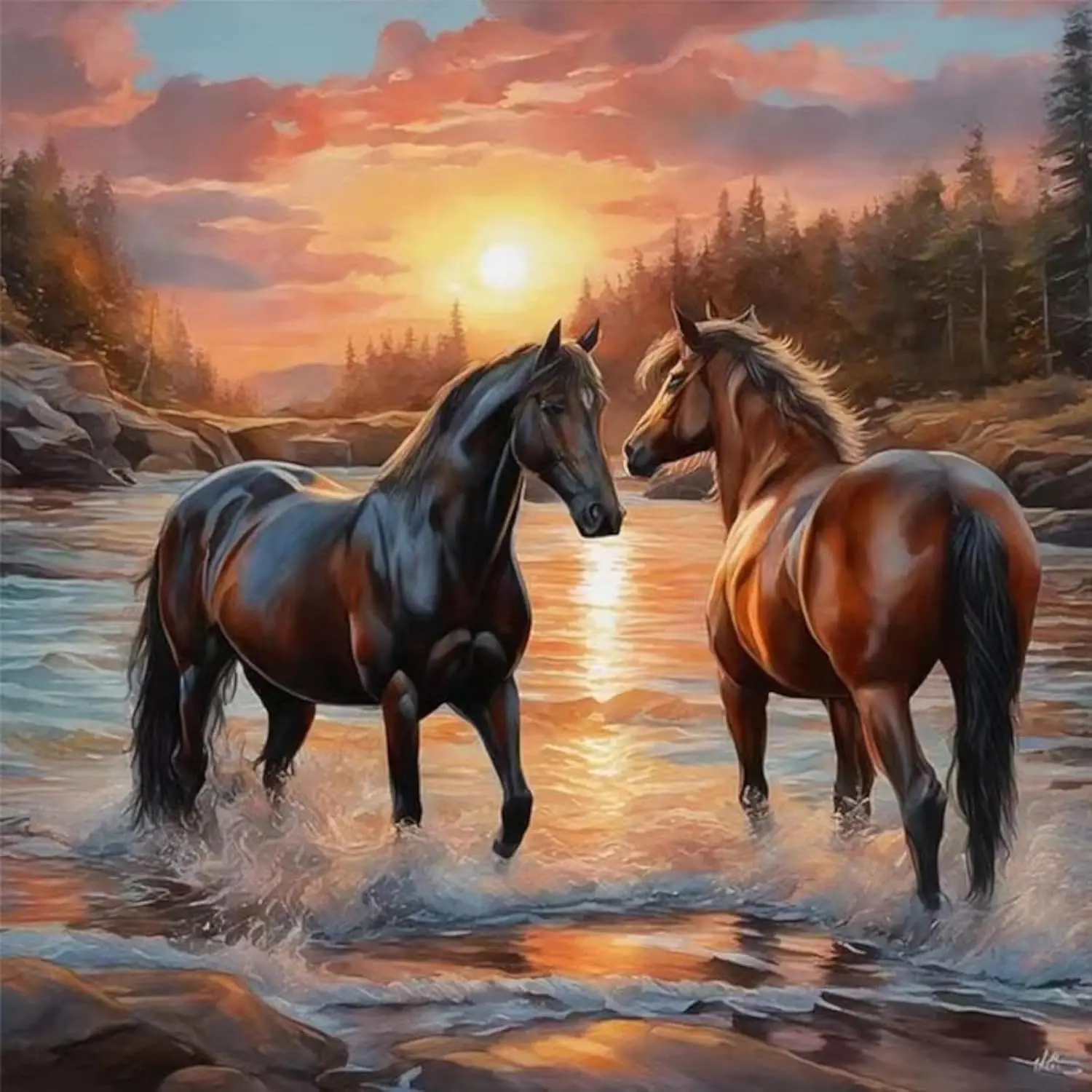 

Diamond Art Kits for Adults Clearance: Horse Diamond Art Painting Full Round Drill DIY 5D Painting - 11.8x11.8 Inch Premium