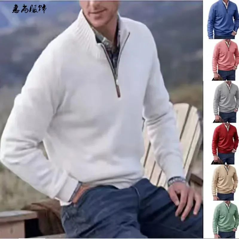 Plus Size Men Knitted Sweaters Winter Warm Jumpers Mens Streetwear 2024 Fashion Zipper Top Pullovers Blue Soft Sweater Homme 5xl