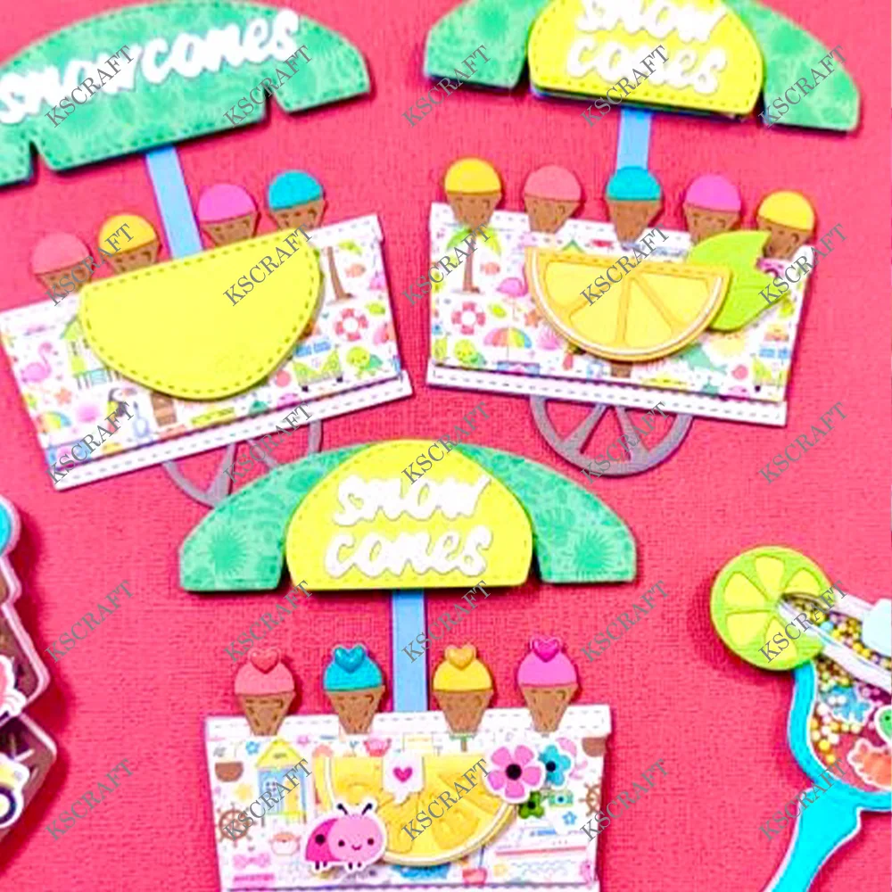 KSCRAFT Snow Cone Cart Cutting Dies Stencils for DIY Scrapbooking Decorative Embossing DIY Paper Cards