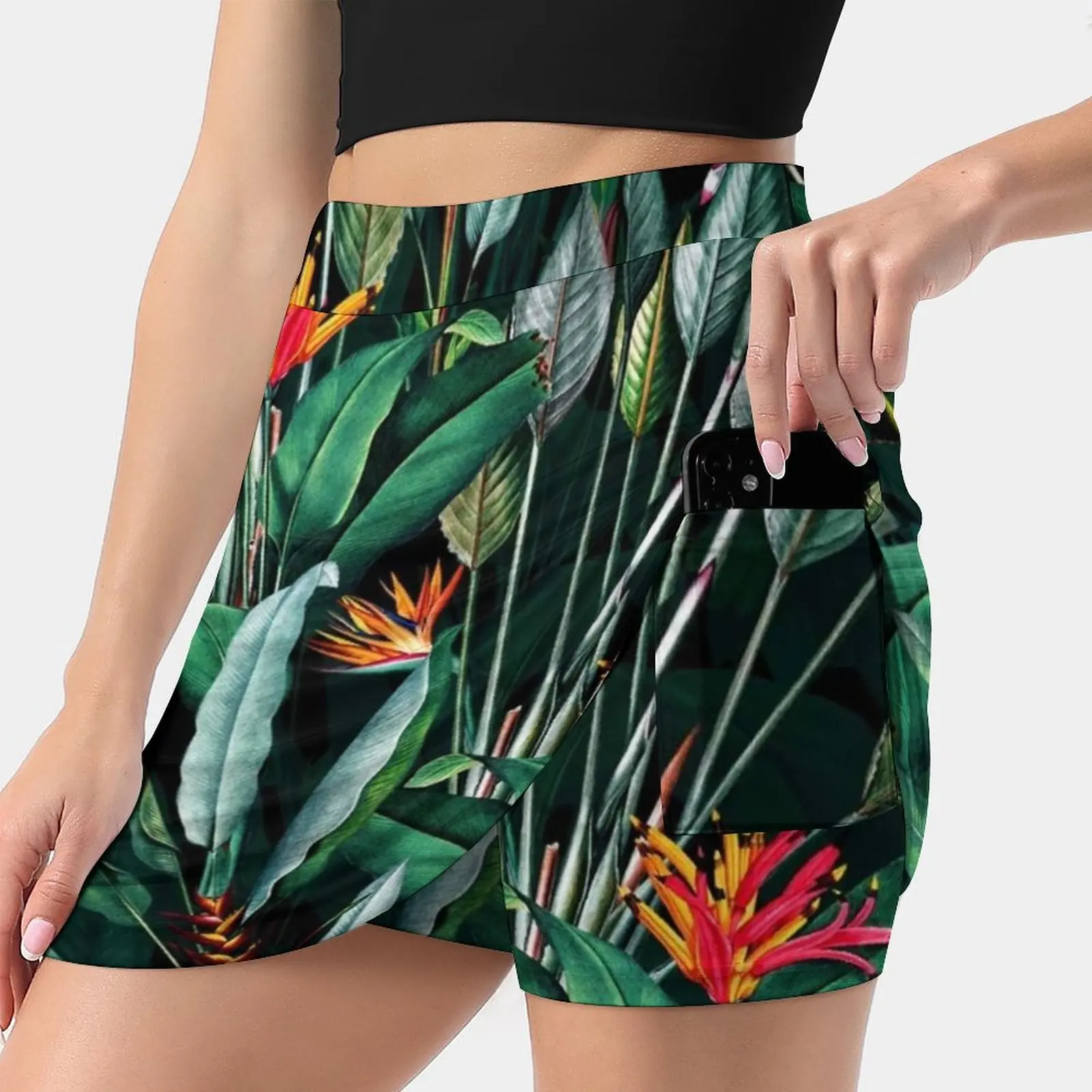 Midnight Garden V Women's skirt With Hide Pocket Tennis Skirt Golf Skirts Badminton Skirts Running skirts Tropical Garden