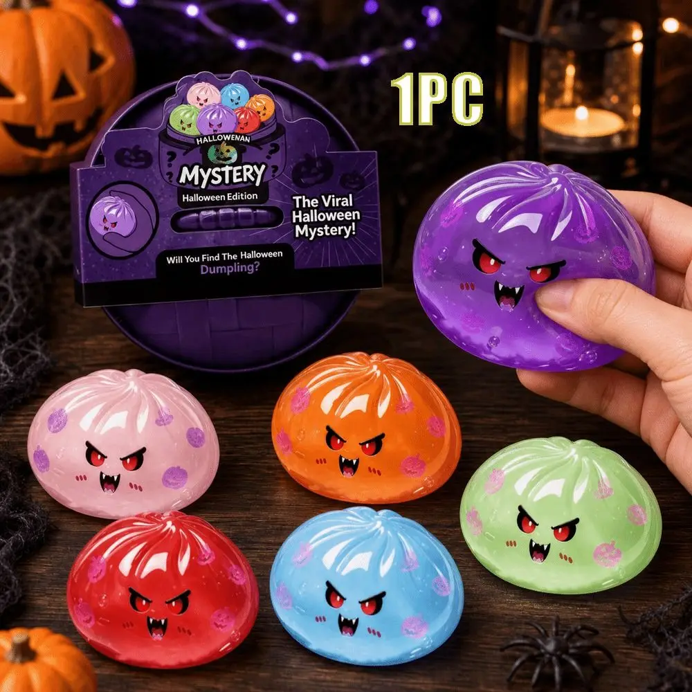 Glitter Halloween Dumplings Squeeze Toy Soft Slow Resilience Squeeze Toy Fidget with Steamer