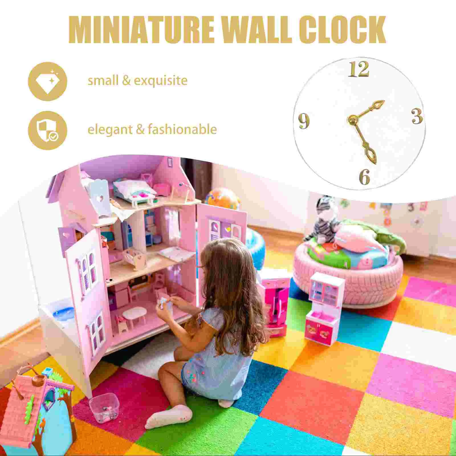 Miniature Wall Clock House Decor Accessory Furniture Tiny Floor Model Simulation Items The