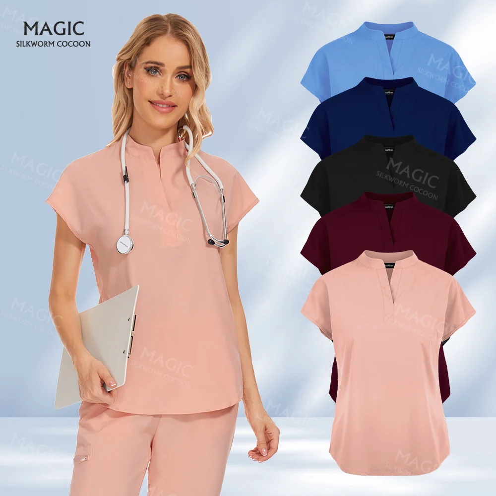 Uniformes cirúrgicos multicoloridos de manga curta para homens e mulheres, Terno médico, Acessórios para sala de cirurgia, Traje médico, Dental, Oral, Médico