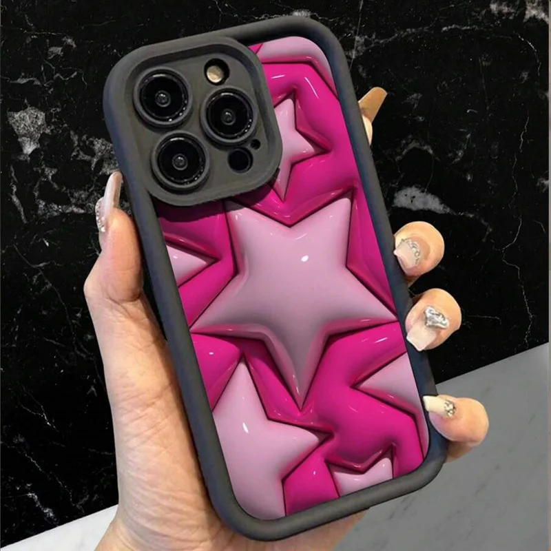 

Pink Star Bow Silicone Phone Case for iPhone X XR XS 12 15 16 14 7 8 13 Plus 16 15 14 13 12 11 Pro Max SE 2022 Shockproof Cover