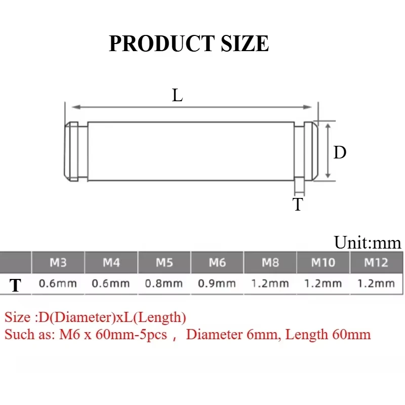304 Stainless Steel Flat Head Clevis Pin with Retaining Ring M3 M4 M5 M6 M8 M10 M12 Double Head Circlip Cylindrical Locating Pin
