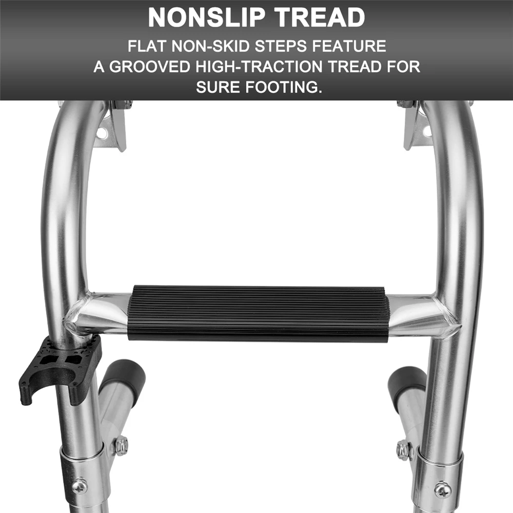 عالية الجودة أرخص اكسسوارات للقوارب البحرية 3 خطوات سلم قابل للطي الفولاذ المقاوم للصدأ عدم الانزلاق سلالم عائمة ث/قبضات مطاطية #4