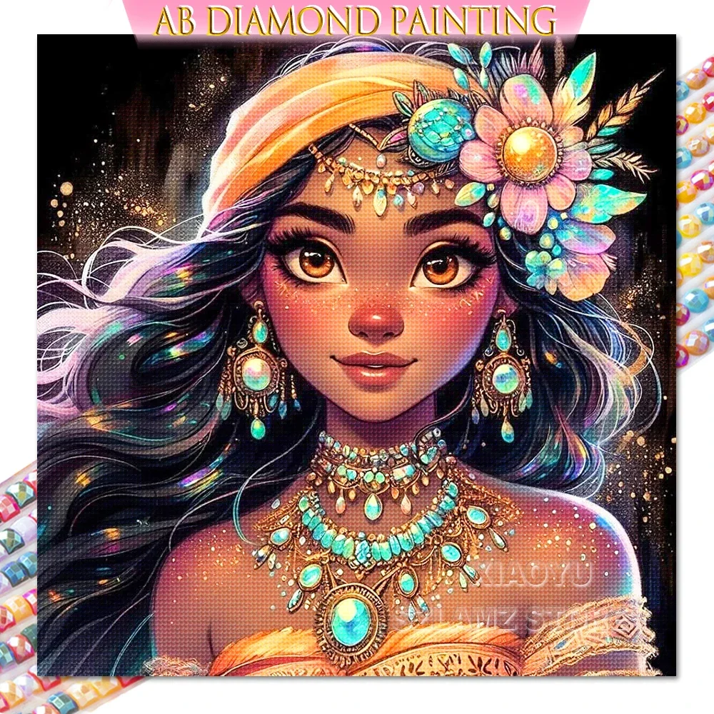 Princess Tiana Diamond Painting Kit AB Round/Square Drills Art Embroidery Mosaic Handmade Gift New Wall Decoration Products