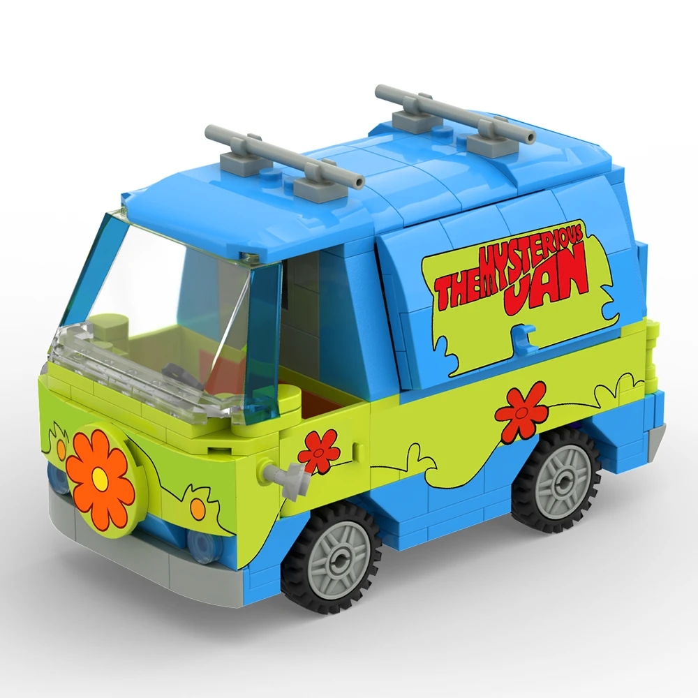 

MOC Mysteryed Machine Car Model Kit Building Blocks Movie Scooed Doo Panel Van Cartoon Vehicle Bricks Toys For Kids Gifts