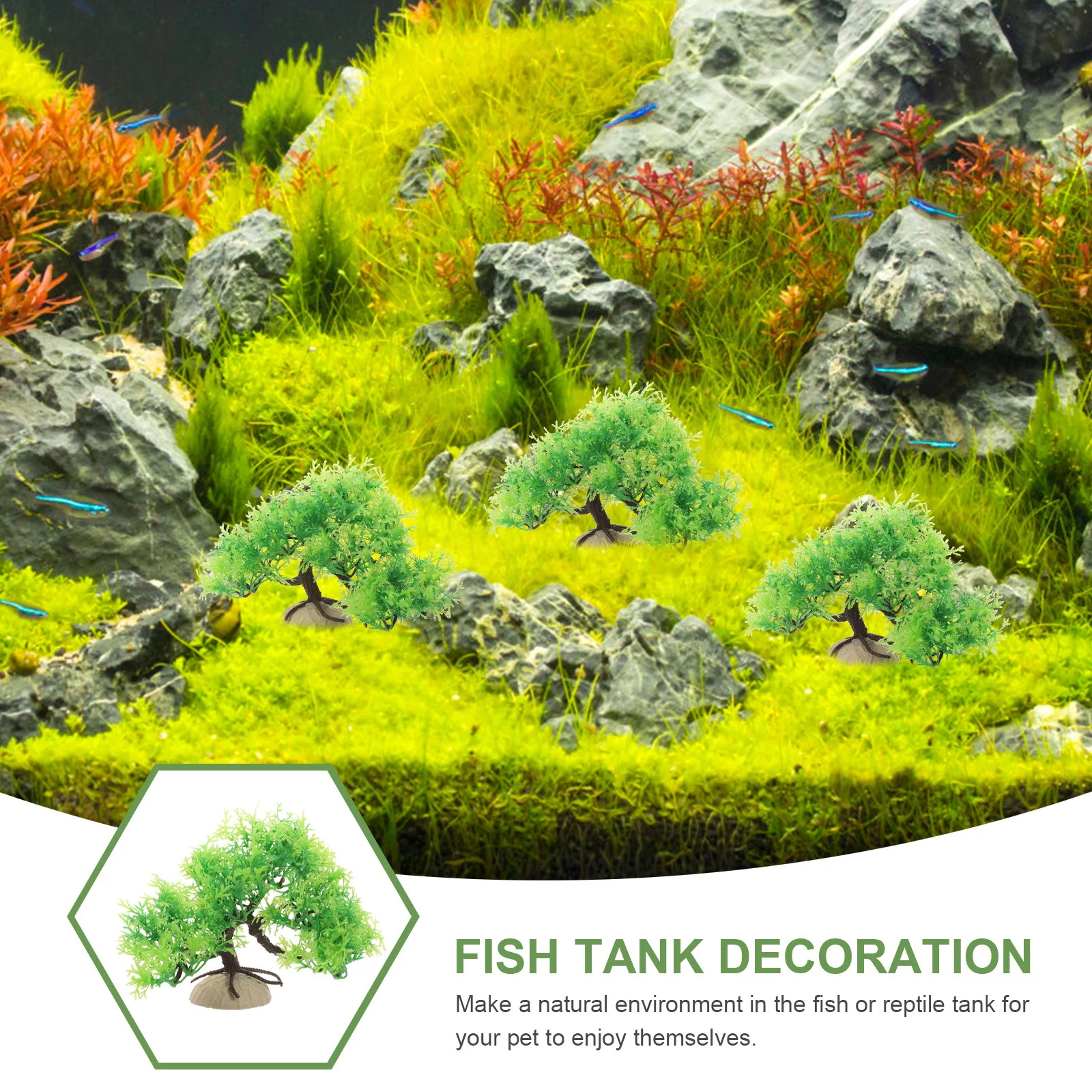 

Artificial Pine Tree Fish Tank Decoration Realistic Aquarium Plant Bonsai Ornament Plastic Water Decor Fish Tank Supplies