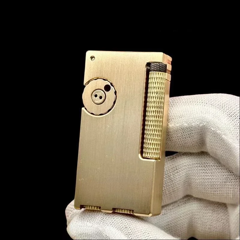 New Hand Carved Side Pulley Brass Lighter Double Oil Compartment Lifting Arm Kerosene Lighter Men\'s Collection Gift
