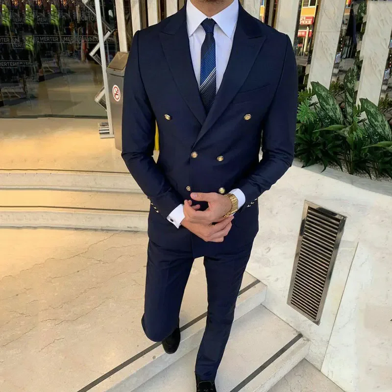 

Navy Blue Men Suits Groom Wedding Tuxedo Best Man Blazers Costume Homme Mariage 2 Piece Coat Pants Slim Fit Terno Masculino 2024