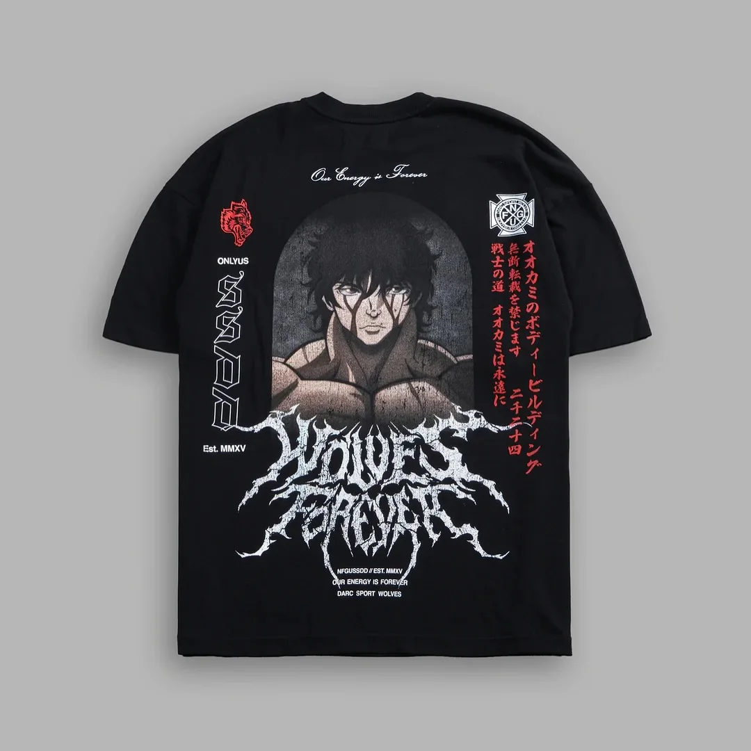 تي شيرت هانما باكي الفاخر كبير الحجم أسود أنيمي برو اختيار جرافيك تي شيرت هاراجوكو القوطي ملابس الشارع الشهير خمر y2k