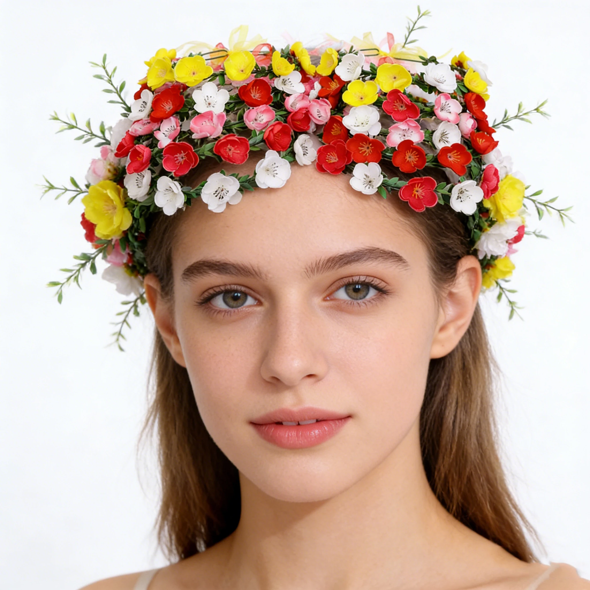 

Цветочная повязка на голову для женщин и девочек, регулируемый цветочный венок с лентой, цветочный головной убор в стиле бохо, для свадьбы, фестиваля, вечеринки