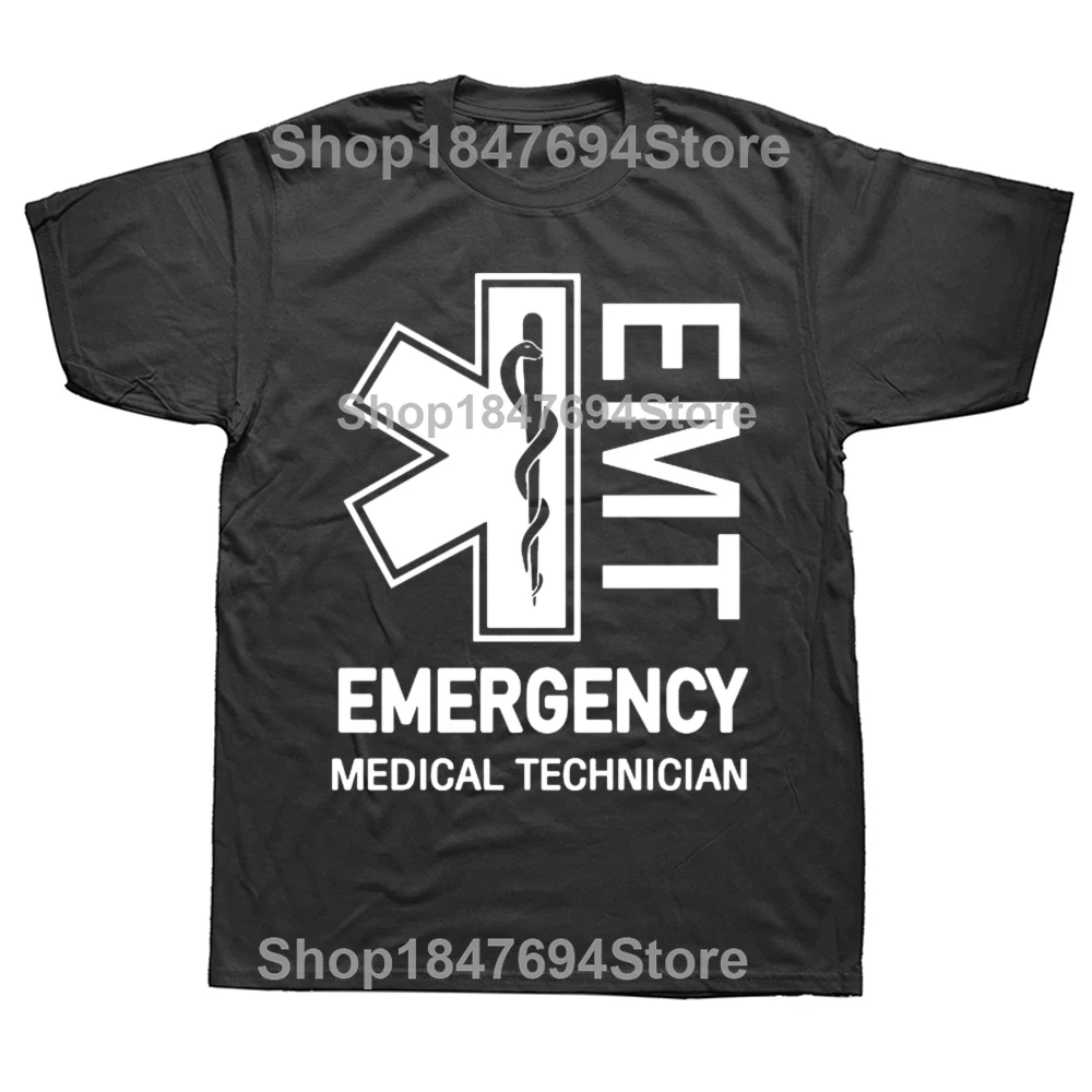 Emt Emergency Medical Technician Printed T Shirt Service Ems Paramedic Cpr First Rescue Graphic T-Shirt Streetwear Casual Tees