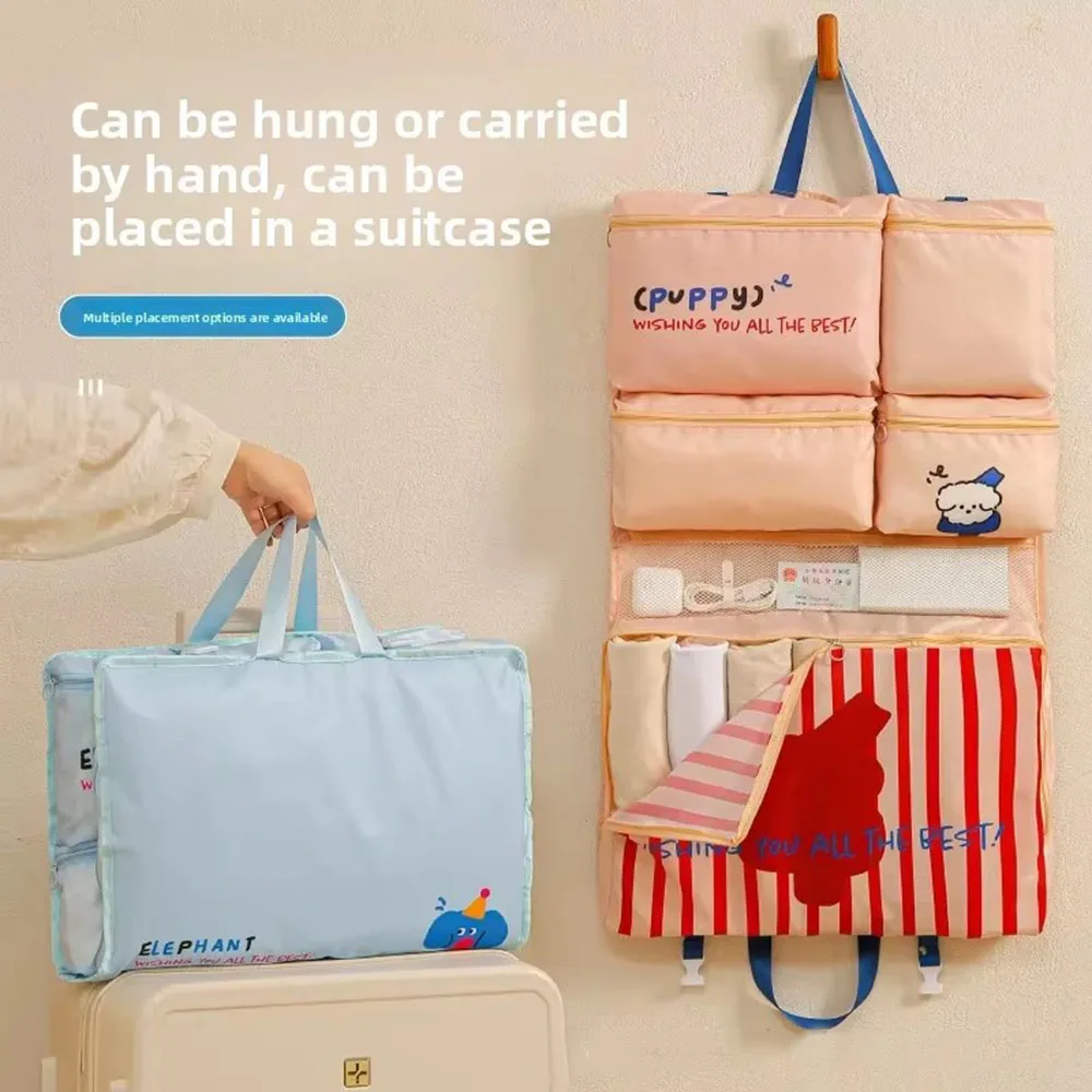 Foldable Travel Storage Bag Portable Hanging Waterproof Multi-functional with Separate Compartment Organizer for Underwear Socks